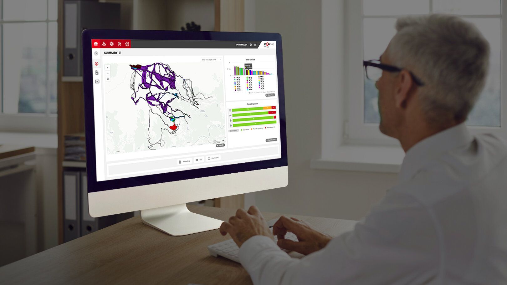 Vue d’ensemble rapide de la flotte et des pistes grâce à SNOWsat Summary